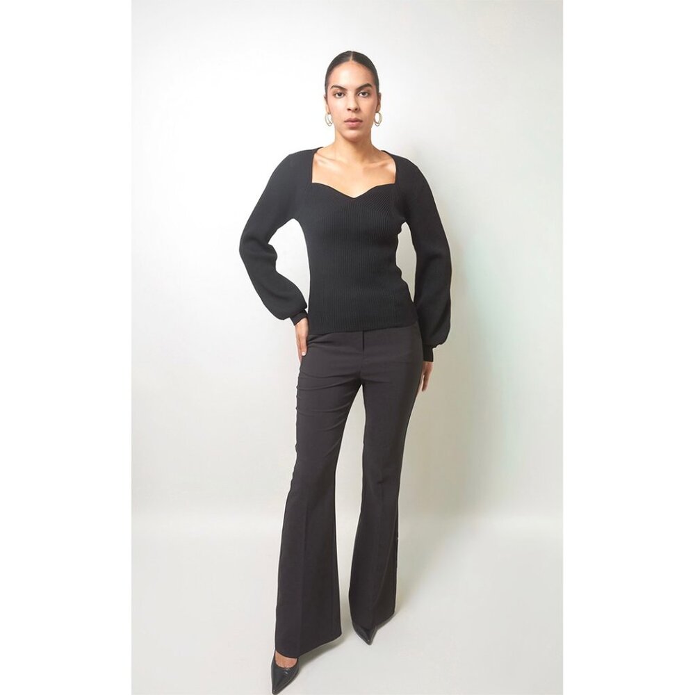 Black Sweetheart Rib Knit Jumper - Picture 5 of 5